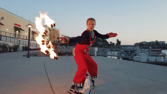 Fire Props on Electric Unicycle